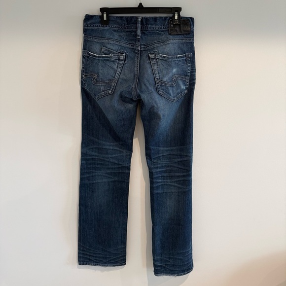 Silver Jeans Co ZAC Relaxed Straight Leg Men’s Jeans 30x34 Distressed Blue - Picture 2 of 6